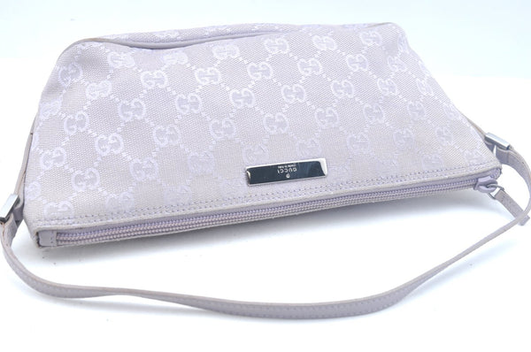 Authentic GUCCI Hand Bag Pouch Purse GG Canvas 07198 Leather Light Purple K9845