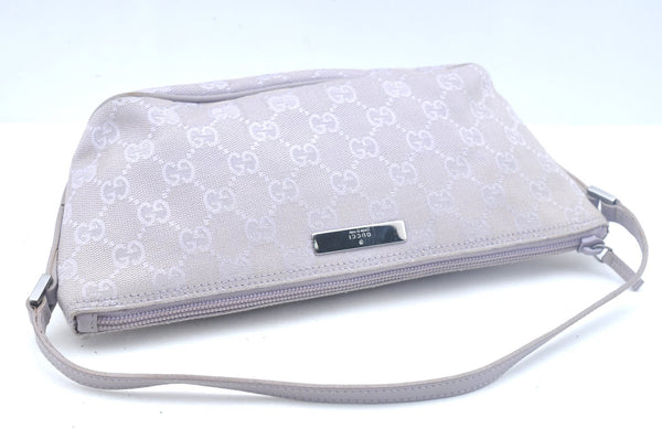 Authentic GUCCI Hand Bag Pouch Purse GG Canvas 07198 Leather Light Purple K9845