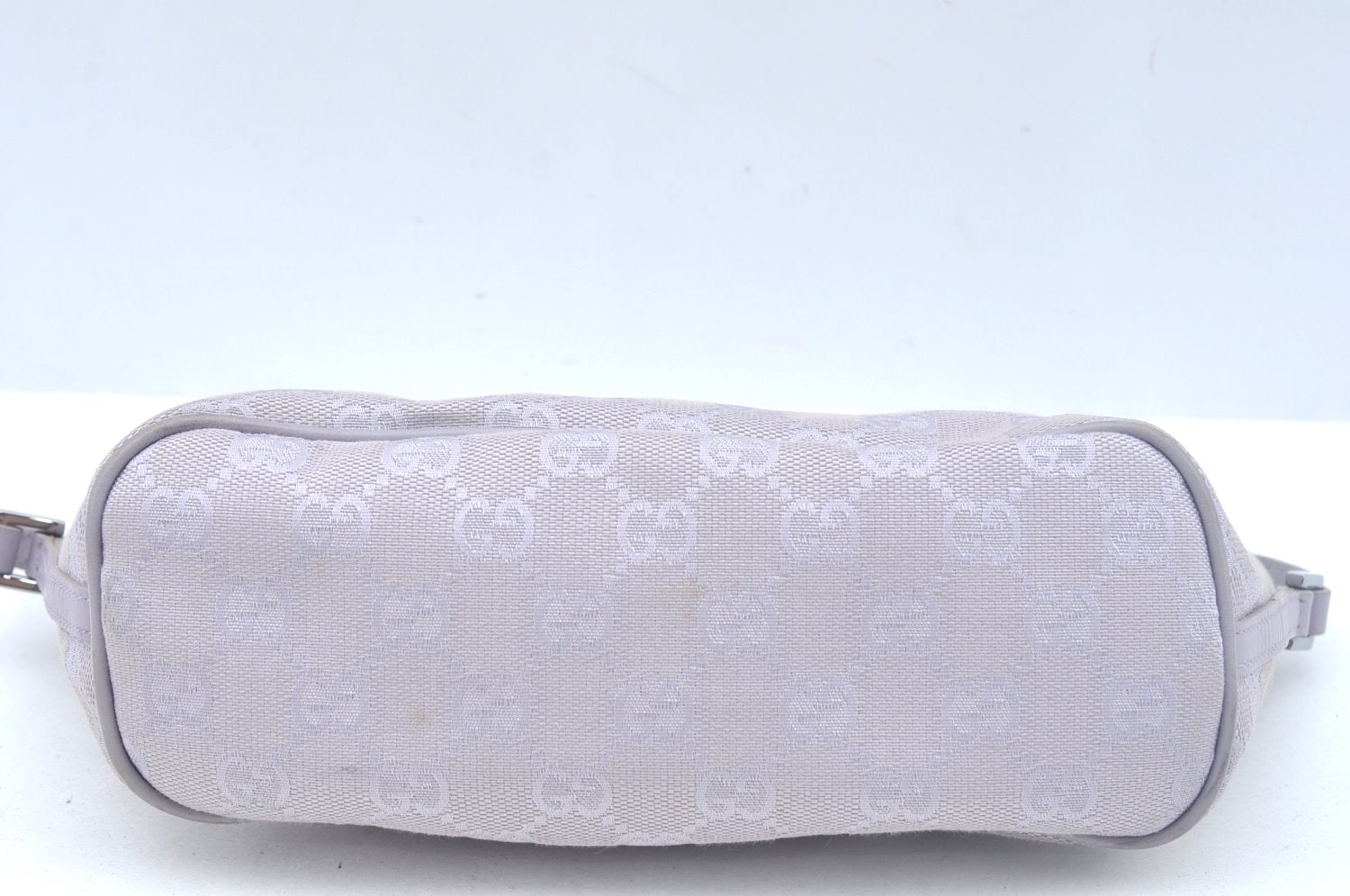 Authentic GUCCI Hand Bag Pouch Purse GG Canvas 07198 Leather Light Purple K9845