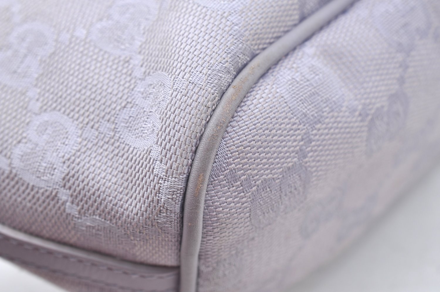Authentic GUCCI Hand Bag Pouch Purse GG Canvas 07198 Leather Light Purple K9845