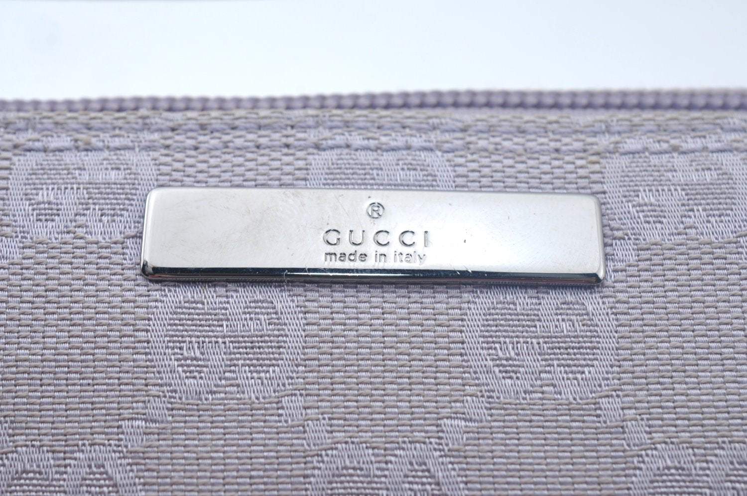 Authentic GUCCI Hand Bag Pouch Purse GG Canvas 07198 Leather Light Purple K9845