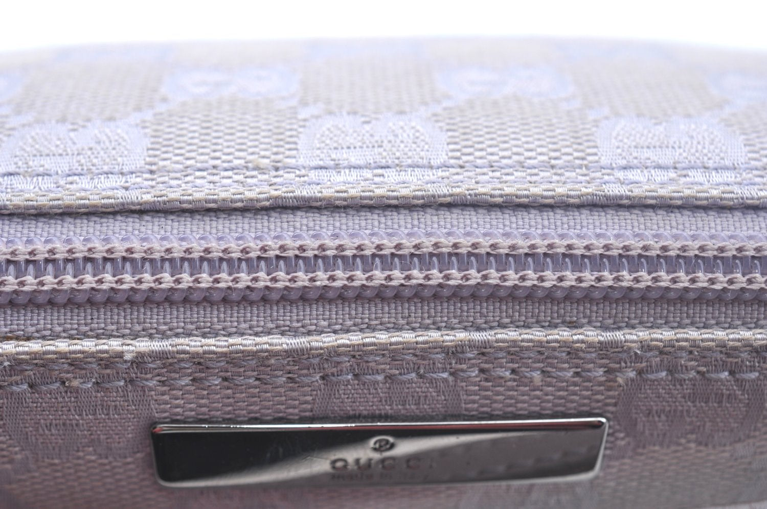 Authentic GUCCI Hand Bag Pouch Purse GG Canvas 07198 Leather Light Purple K9845