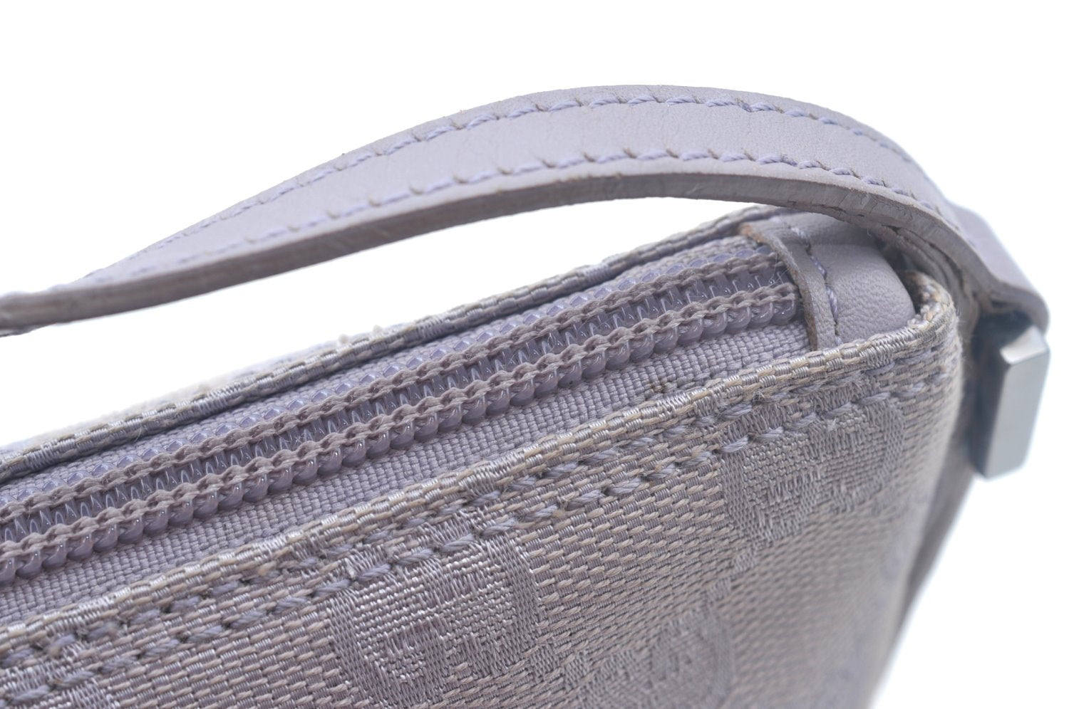 Authentic GUCCI Hand Bag Pouch Purse GG Canvas 07198 Leather Light Purple K9845