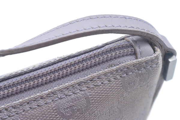Authentic GUCCI Hand Bag Pouch Purse GG Canvas 07198 Leather Light Purple K9845