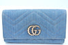 Authentic GUCCI GG Marmont Continental Long Wallet Denim 443436 Light Blue K9847