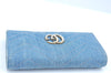 Authentic GUCCI GG Marmont Continental Long Wallet Denim 443436 Light Blue K9847