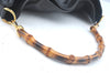 Authentic GUCCI Bamboo Shoulder Bag Leather Black Junk K9856