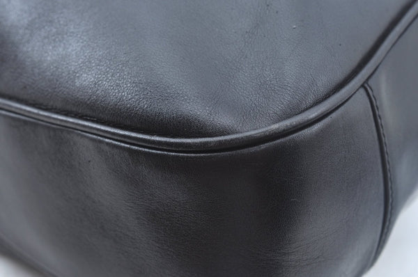 Authentic GUCCI Bamboo Shoulder Bag Leather Black Junk K9856