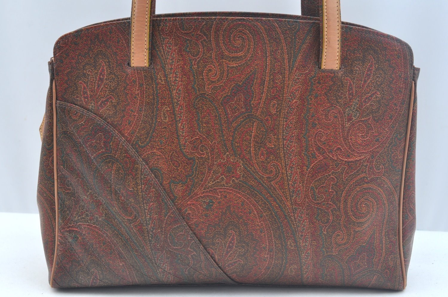 Authentic ETRO Paisley Shoulder Hand Bag PVC Leather Bordeaux Red K9859