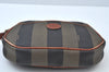 Authentic FENDI Pequin Shoulder Cross Body Bag Purse PVC Brown Black Junk K9863