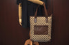 Authentic GUCCI Vintage Shoulder Tote Bag GG Canvas Leather Brown K9865