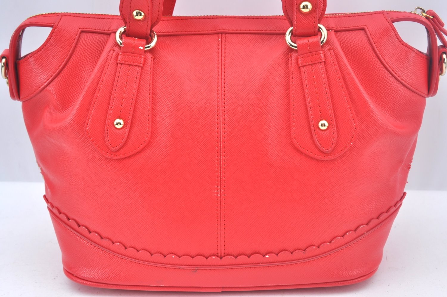 Samantha Vega 2Way Shoulder Cross Body Hand Bag Purse Leather Red K9868