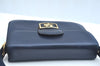 Authentic CELINE Horse Carriage Shoulder Cross Body Bag Leather Navy Blue K9871