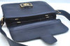 Authentic CELINE Horse Carriage Shoulder Cross Body Bag Leather Navy Blue K9871