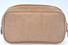 Authentic Christian Dior Trotter Pouch Purse PVC Leather Beige K9876