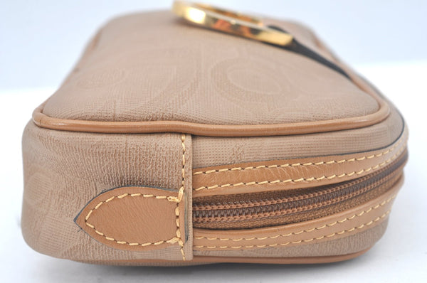 Authentic Christian Dior Trotter Pouch Purse PVC Leather Beige K9876