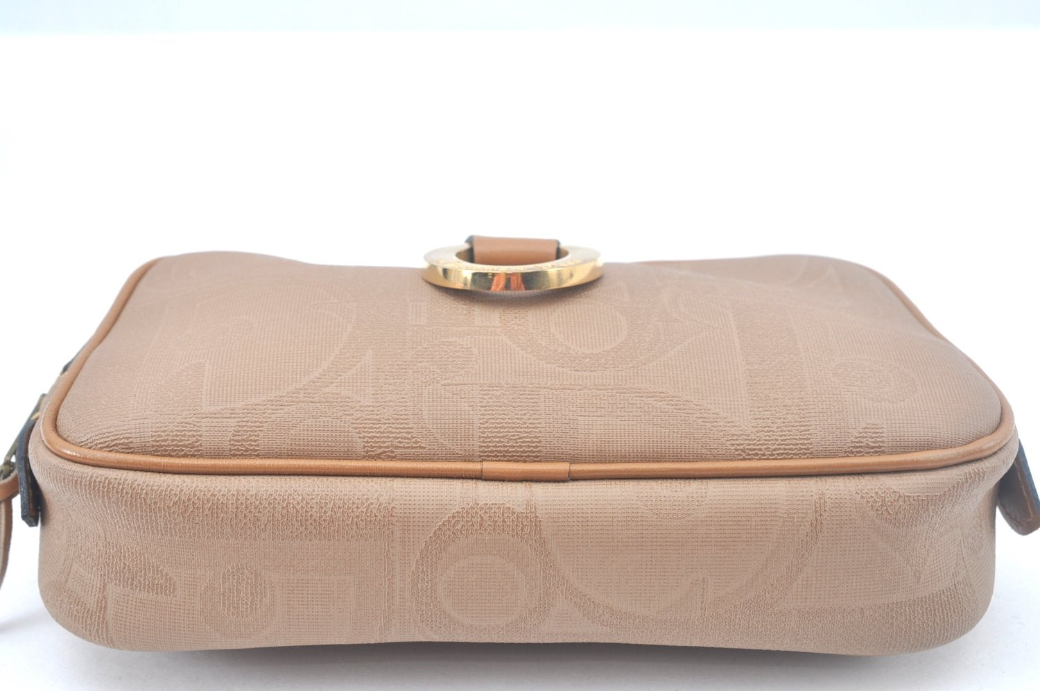 Authentic Christian Dior Trotter Pouch Purse PVC Leather Beige K9876