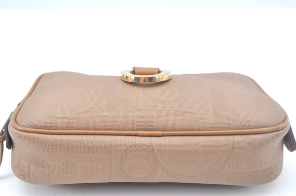 Authentic Christian Dior Trotter Pouch Purse PVC Leather Beige K9876