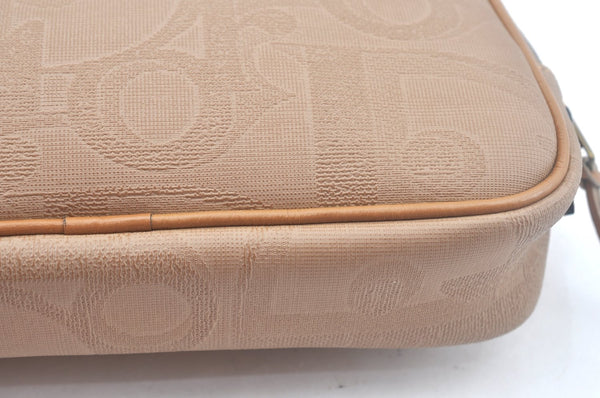 Authentic Christian Dior Trotter Pouch Purse PVC Leather Beige K9876