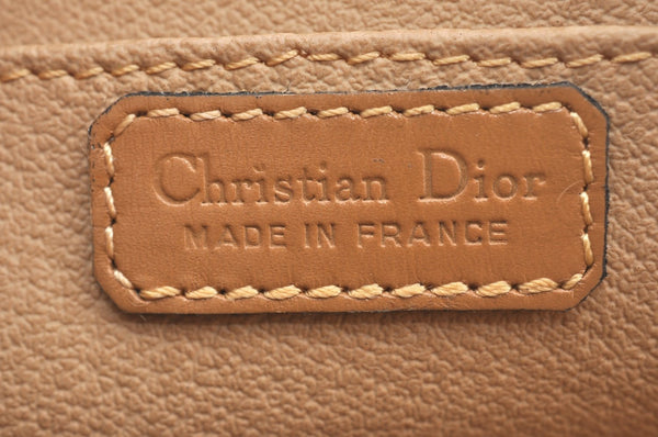 Authentic Christian Dior Trotter Pouch Purse PVC Leather Beige K9876