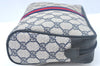 Authentic GUCCI Sherry Line Clutch Hand Bag Purse GG PVC Leather Navy Blue K9877