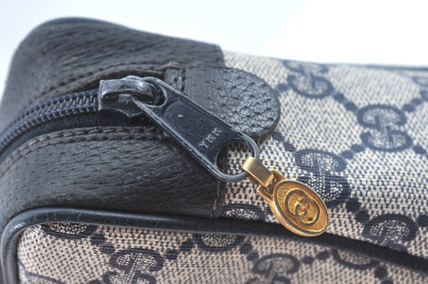 Authentic GUCCI Sherry Line Clutch Hand Bag Purse GG PVC Leather Navy Blue K9877