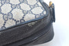 Authentic GUCCI Sherry Line Clutch Hand Bag Purse GG PVC Leather Navy Blue K9877