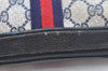 Authentic GUCCI Sherry Line Clutch Hand Bag Purse GG PVC Leather Navy Blue K9877