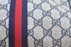 Authentic GUCCI Sherry Line Clutch Hand Bag Purse GG PVC Leather Navy Blue K9877