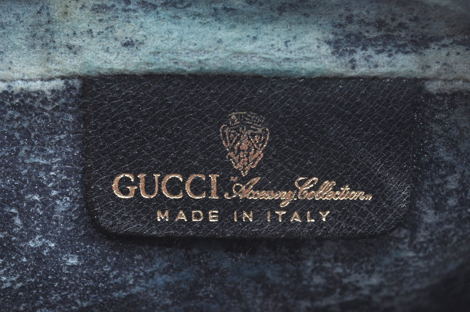 Authentic GUCCI Sherry Line Clutch Hand Bag Purse GG PVC Leather Navy Blue K9877