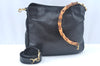 Authentic GUCCI Bamboo 2way Hand Shoulder Bag Leather Black Junk K9879