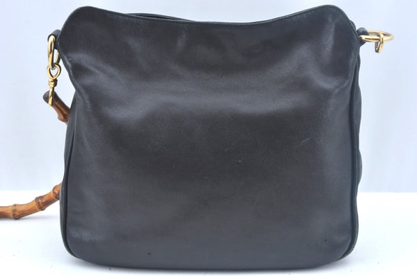 Authentic GUCCI Bamboo 2way Hand Shoulder Bag Leather Black Junk K9879
