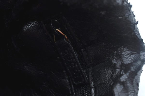 Authentic GUCCI Bamboo 2way Hand Shoulder Bag Leather Black Junk K9879