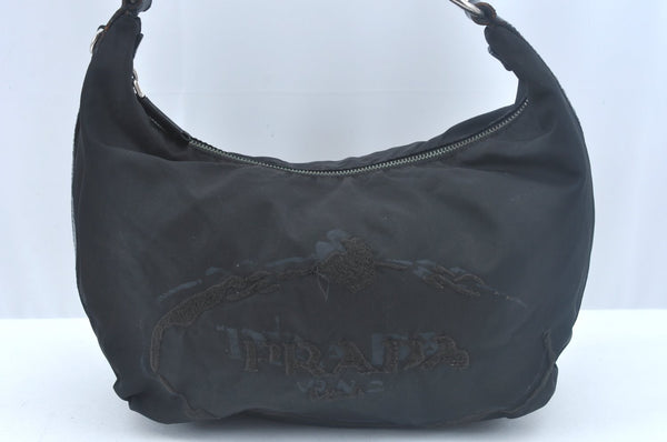 Authentic PRADA Nylon Tessuto Leather Shoulder Hand Bag Black Junk K9880