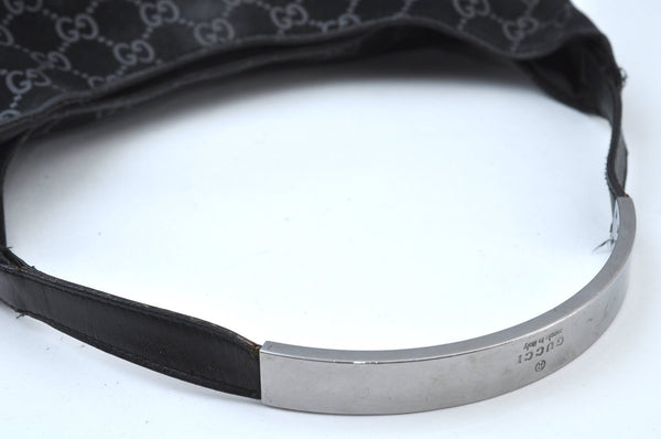 Authentic GUCCI Shoulder Bag GG Suede Leather 0013297 Black K9882