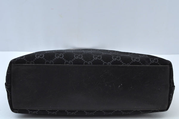 Authentic GUCCI Shoulder Bag GG Suede Leather 0013297 Black K9882