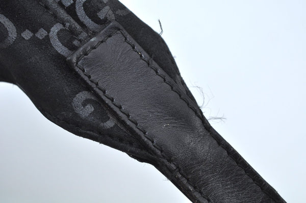 Authentic GUCCI Shoulder Bag GG Suede Leather 0013297 Black K9882