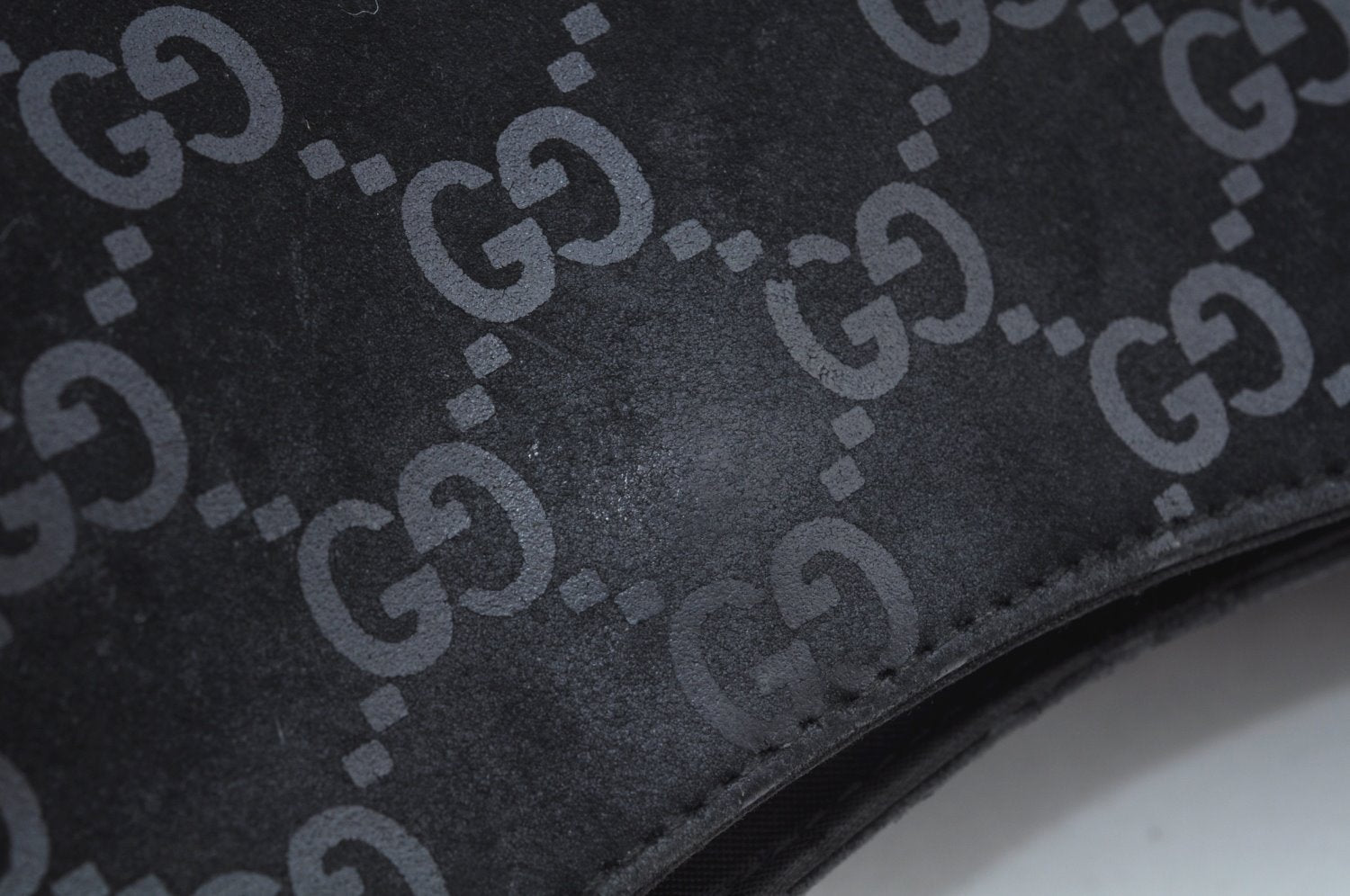 Authentic GUCCI Shoulder Bag GG Suede Leather 0013297 Black K9882