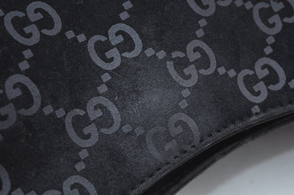 Authentic GUCCI Shoulder Bag GG Suede Leather 0013297 Black K9882