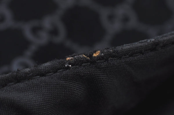 Authentic GUCCI Shoulder Bag GG Suede Leather 0013297 Black K9882