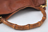 Authentic GUCCI Bamboo 2Way Shoulder Hand Bag Leather Brown Junk K9883