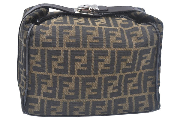 Authentic FENDI Zucca Hand Bag Nylon Leather Brown K9886