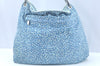 Auth BOTTEGA VENETA Leopard Pattern Nylon 2way Shoulder Bag Light Blue K9887