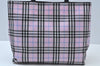Authentic BURBERRY Vintage Check Hand Bag Nylon Leather Pink K9889