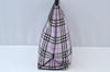 Authentic BURBERRY Vintage Check Hand Bag Nylon Leather Pink K9889