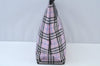 Authentic BURBERRY Vintage Check Hand Bag Nylon Leather Pink K9889