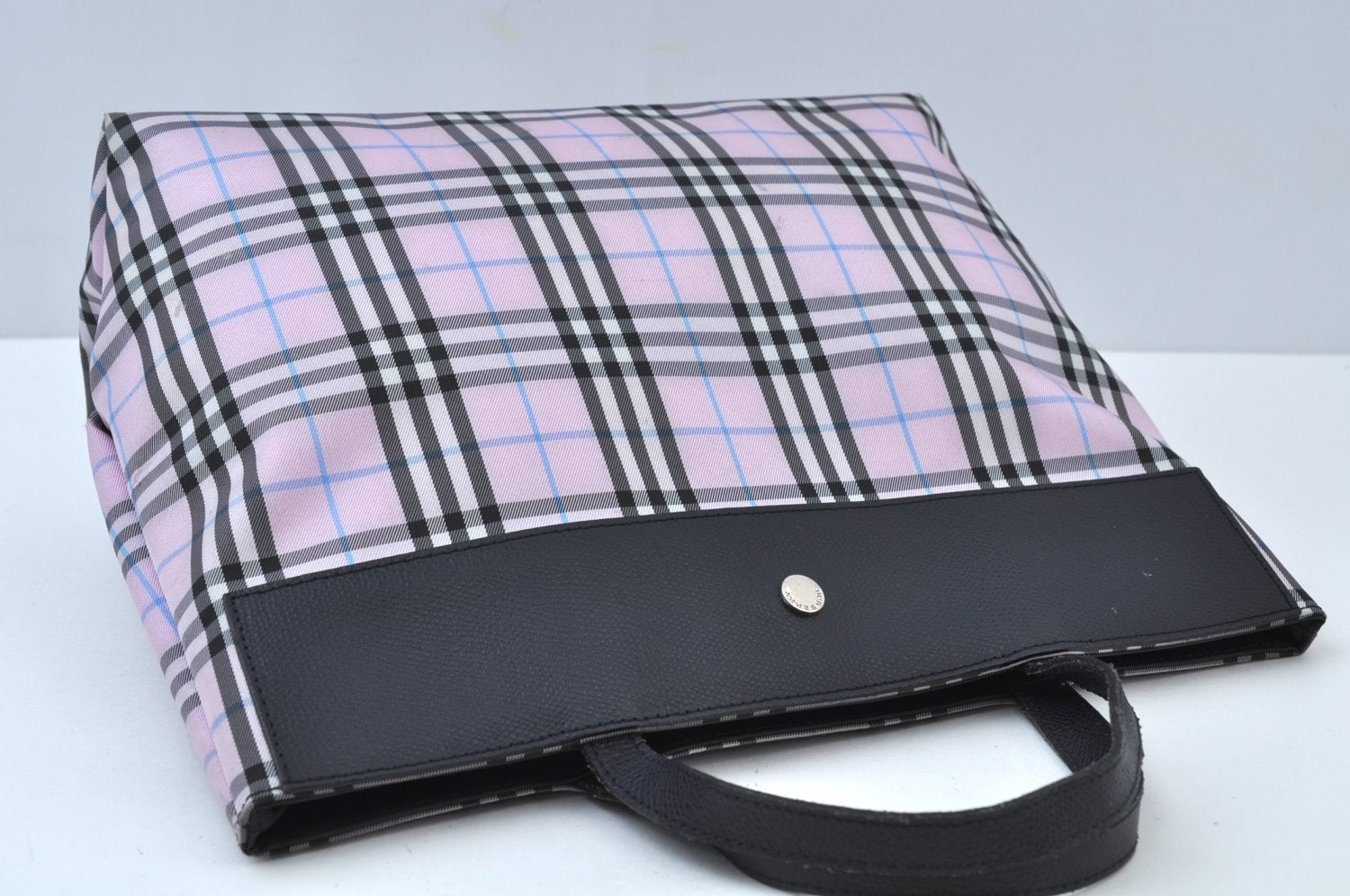 Authentic BURBERRY Vintage Check Hand Bag Nylon Leather Pink K9889