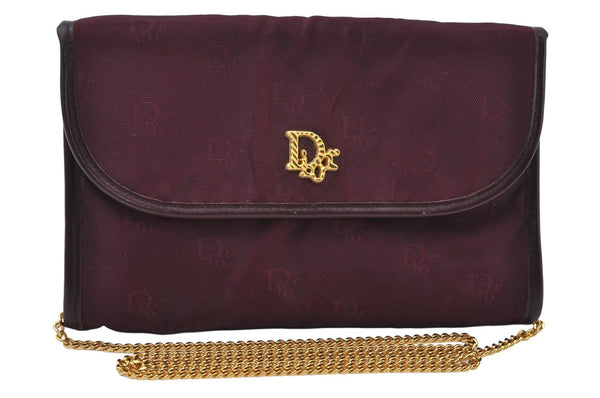 Auth Christian Dior Trotter Shoulder Cross Body Bag Nylon Leather Bordeaux K9893