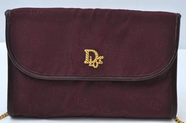 Auth Christian Dior Trotter Shoulder Cross Body Bag Nylon Leather Bordeaux K9893