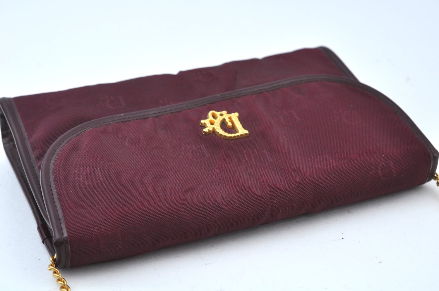 Auth Christian Dior Trotter Shoulder Cross Body Bag Nylon Leather Bordeaux K9893